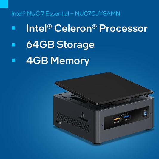 Intel NUC 7 Essential NUC7CJYSAMN Mini PC with Celeron J4025 (With Pre-Installed Storage, Memory & Windows)