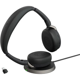 Jabra Evolve2 65 Flex MS Stereo Wireless Bluetooth Headset with Hybrid ANC & Wireless Charging Pad-tpstech.in