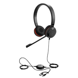Jabra Evolve 30 II Stereo MS Headset with NoiseâCancelling Microphone USBâC/USBâA Adapter-tpstech.in