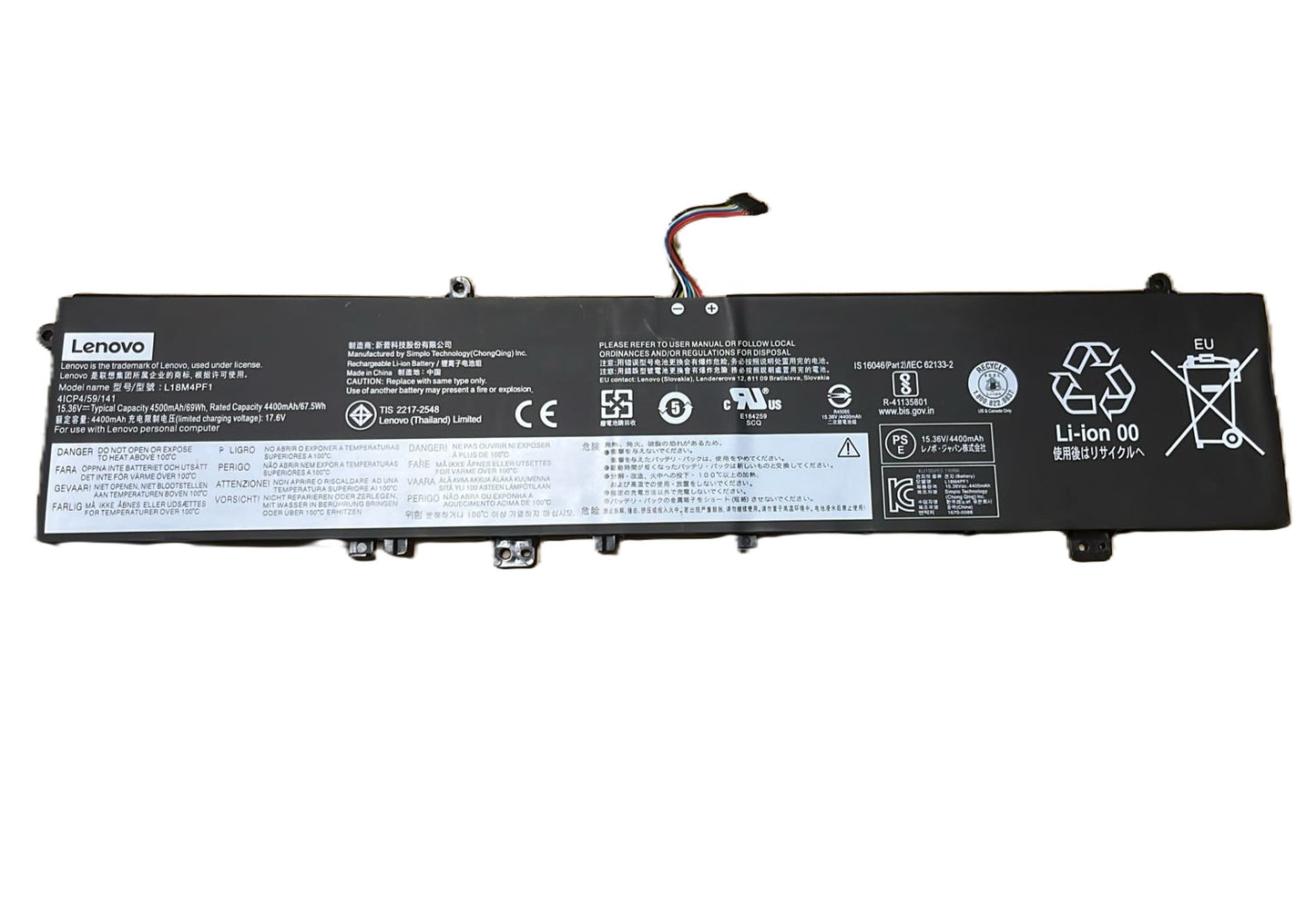 Lenovo L18D4PF1 L18M4PF1 Original OEM 69Whr 4500mAh 15.36V 4 Cell Laptop Battery