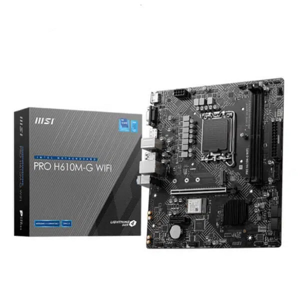 MSI PRO H610M-G WiFi DDR5 Intel H610 LGA 1700 Micro-ATX Motherboard with PCIe 4.0 and M.2 Slot