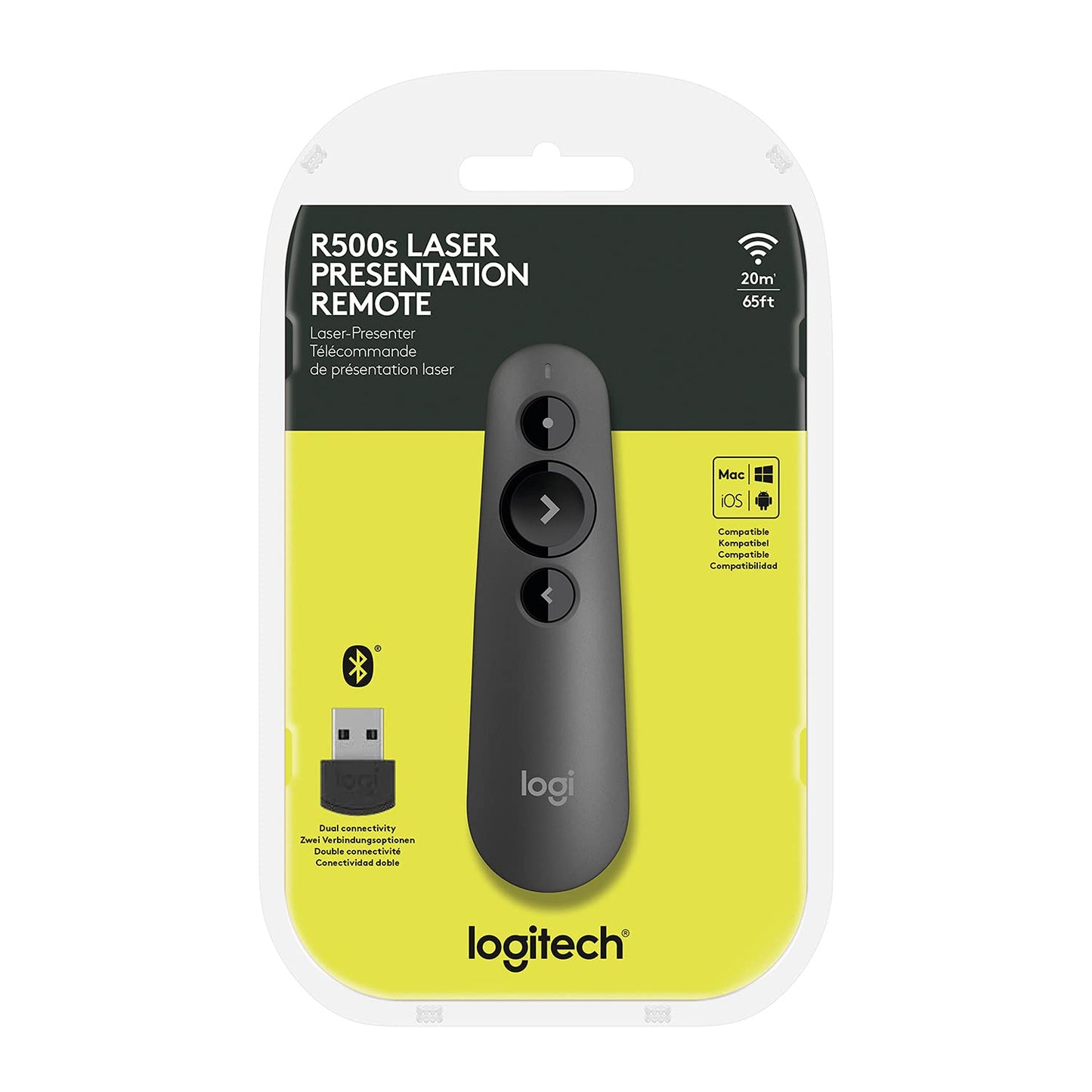 Logitech R500s Wireless Laser Presentation Remote With Broad Compatibility - Graphite