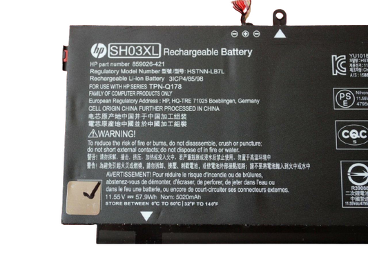 HP SH03XL Original OEM 57.9Whr 5020mAh 11.55V 3 Cell Laptop Battery