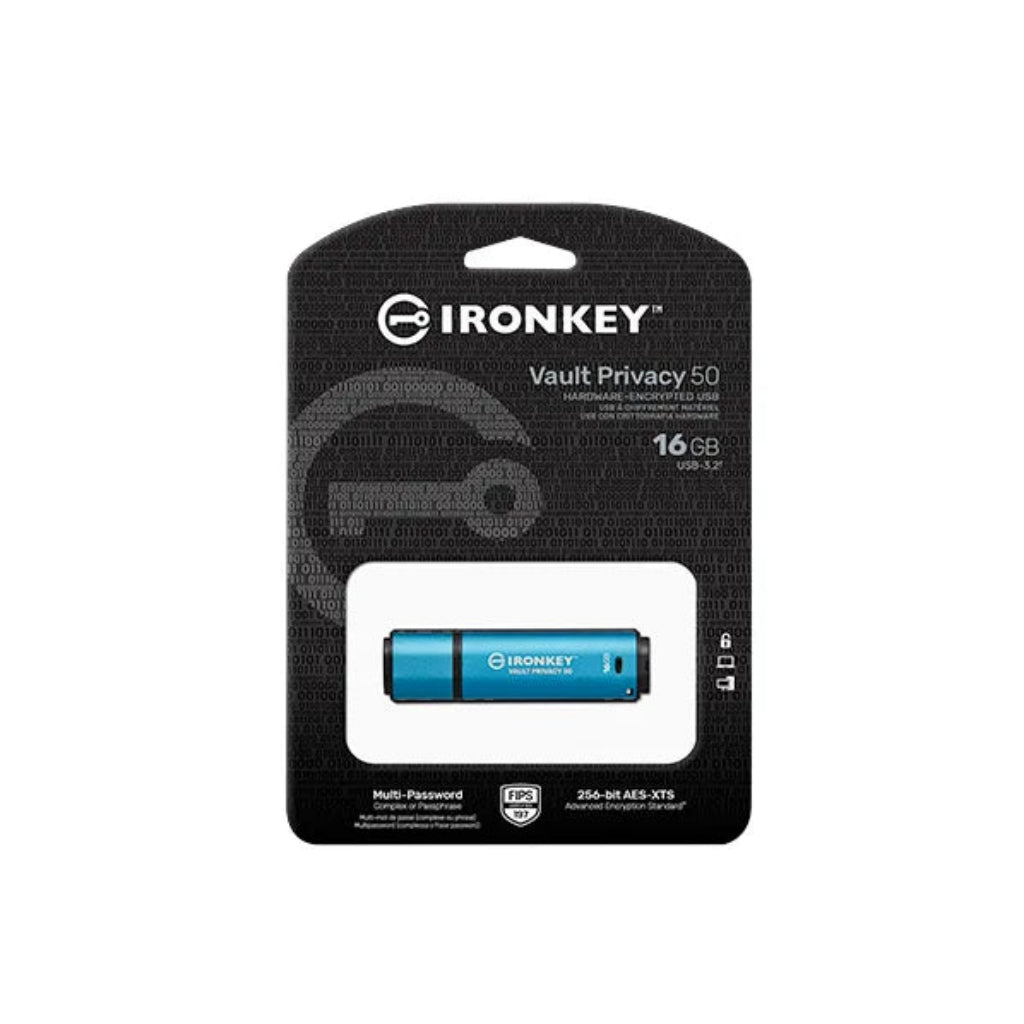 Kingston IronKey Vault Privacy 50 16GB Encrypted USB Flash Drive