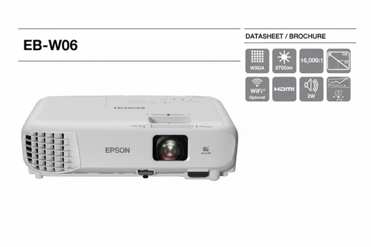 Epson EB-W06 WXGA 3LCD Projector 3700 Lumens HDMI Up to 320" Display 12,000 Hrs Lamp Life