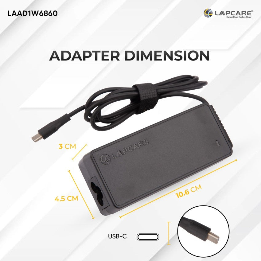 Lapcare 65W 20V 3.25A USB Type-C Universal Laptop Adapter