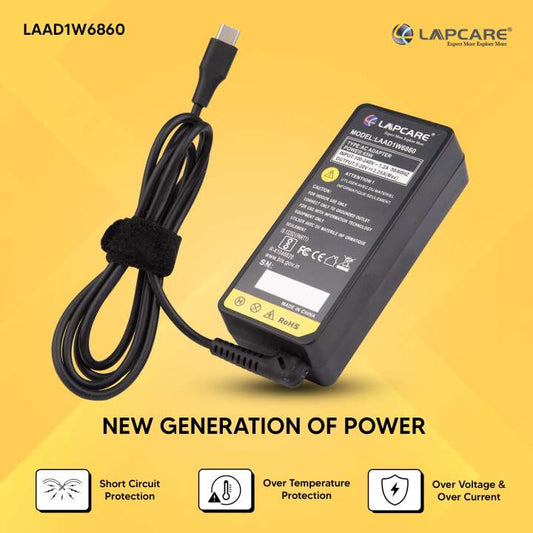 Lapcare 65W 20V 3.25A USB Type-C Universal Laptop Adapter
