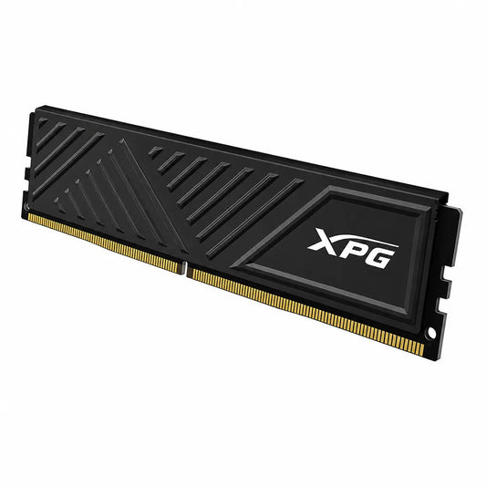 ADATA XPG GAMMIX D35 DDR4 16GB 3200MHz desktop RAM shown from the right angle highlighting the premium black heatsink design.