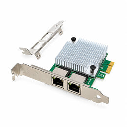 Aditron AI-LR102 T2 Dual Port Gigabit PCIe LAN Card with Low Profile Bracket Isometric View -tpstech.in
