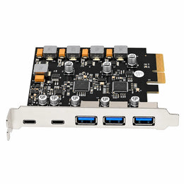 Aditron AI-U403 3A2C USB 3.1 10Gbps PCIe Adapter Card USB Type-A and Type-C Ports Front View -tpstech.in