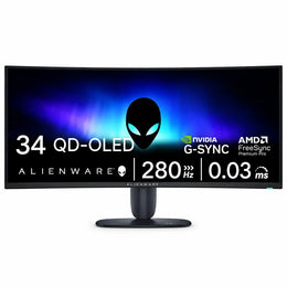 Alienware AW3426DW 34" QD-OLED Gaming Monitor 280Hz G-SYNC direct front view displaying 280Hz and 0.03ms specifications -tpstech.in