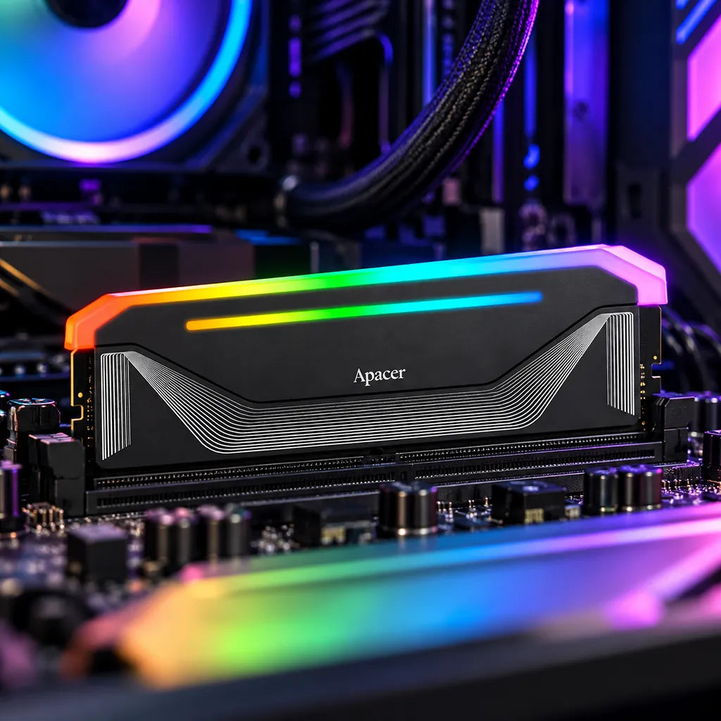 Apacer NOX RGB 16GB DDR5 6000MHz CL38 Desktop RAM Installed on Motherboard -tpstech.in