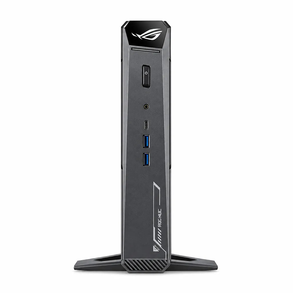Front panel view with power button USB ports and audio jack on ASUS ROG NUC 2025 NUC15JNK Mini PC -tpstech.in
