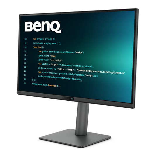 BenQ RD270Q 27-inch QHD programming monitor left angled view showcasing slim bezel design and ergonomic stand -tpstech.in