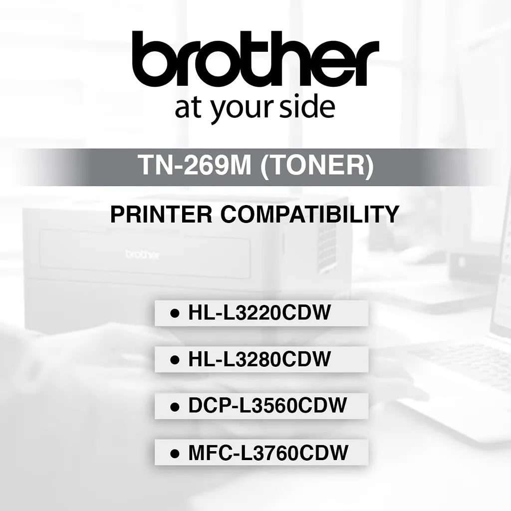 Brother TN269M Magenta Toner Cartridge printer compatibility list for HL-L3220CDW HL-L3280CDW DCP-L3560CDW and MFC-L3760CDW -tpstech.in