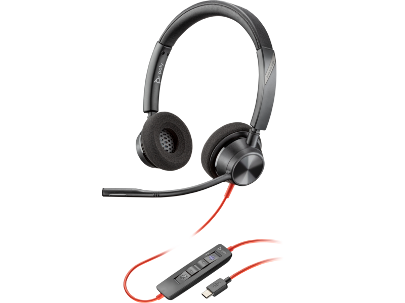 Poly Blackwire 3320 USB-C Wired Headset With Noise Canceling Omnidirectional Mic