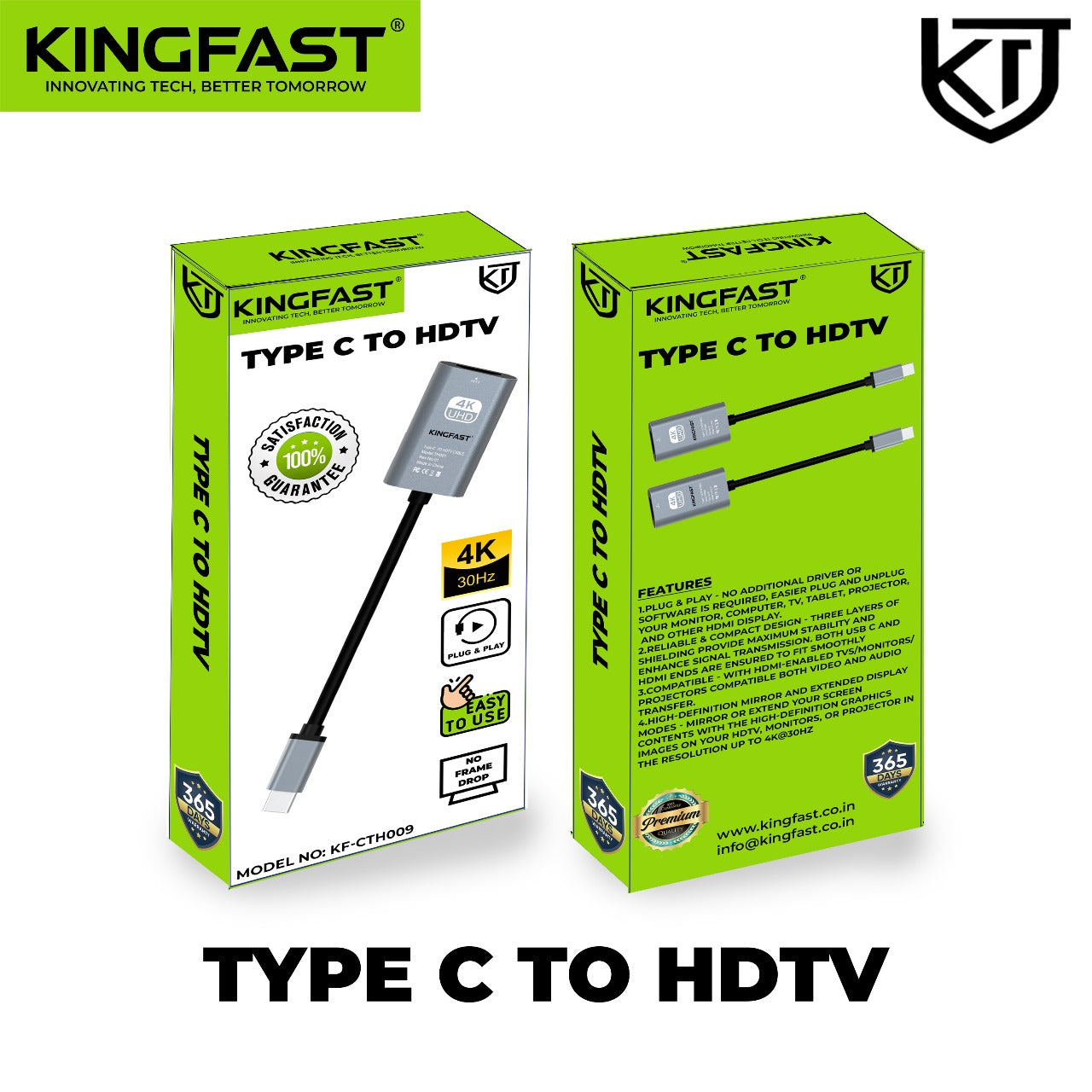 KINGFAST USB-C to HDMI 4K UHD Display Converter Adapter for Laptop MacBook and Smartphones