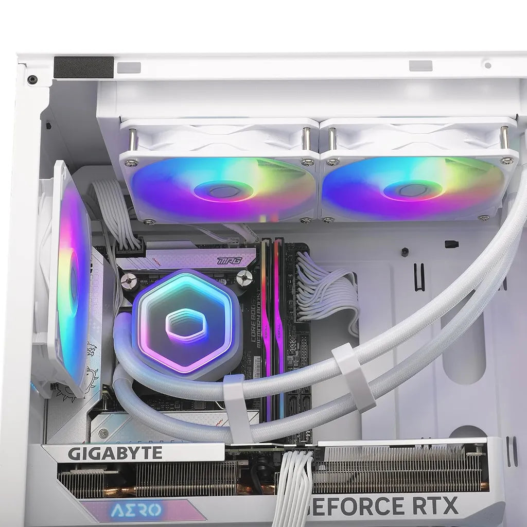Cooler Master MasterLiquid 360 Core II ARGB 360mm AIO CPU Liquid Cooler White Radiator Fans and Pump Installation View -tpstech.in