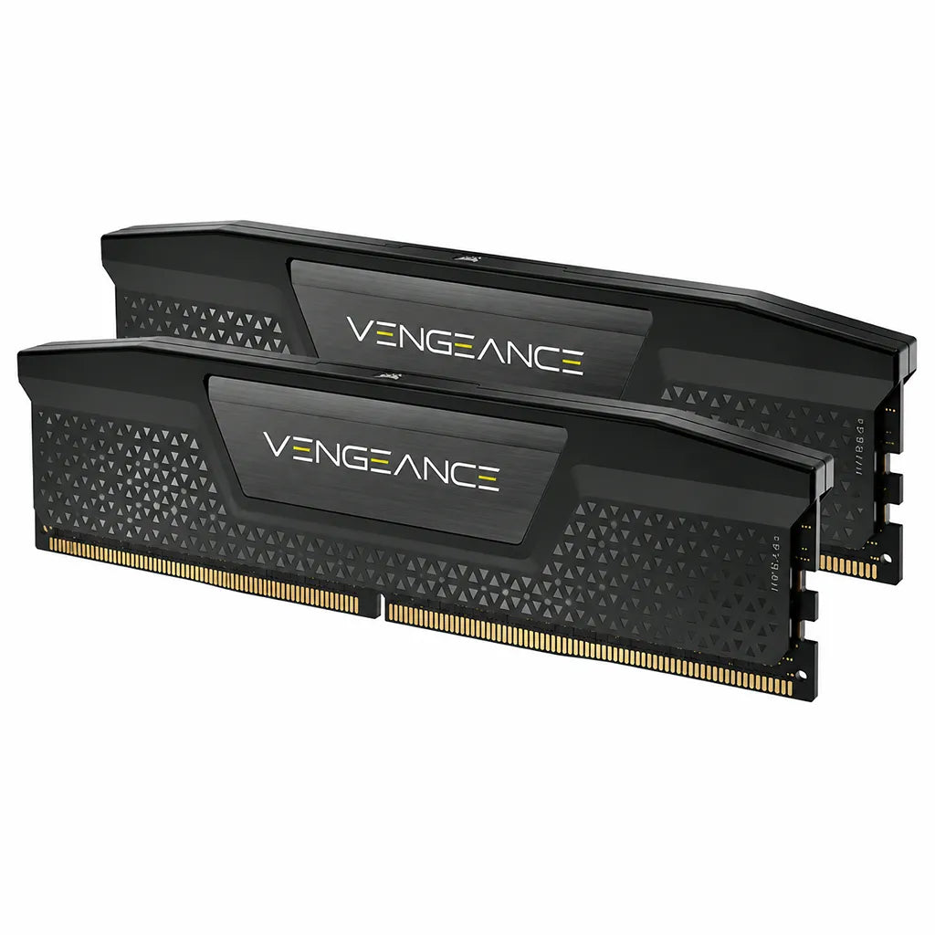 Corsair Vengeance 64GB (2x32GB) DDR5 RAM 6000MHz CL40 Desktop Memory opposite angle view of dual DDR5 memory modules with brushed aluminum heat spreaders -tpstech.in