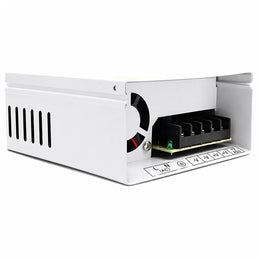 CP PLUS CP-DPS-MD200-12D 20A 12V 240W CCTV metal case power supply showing output terminal connections and cooling fan -tpstech.in