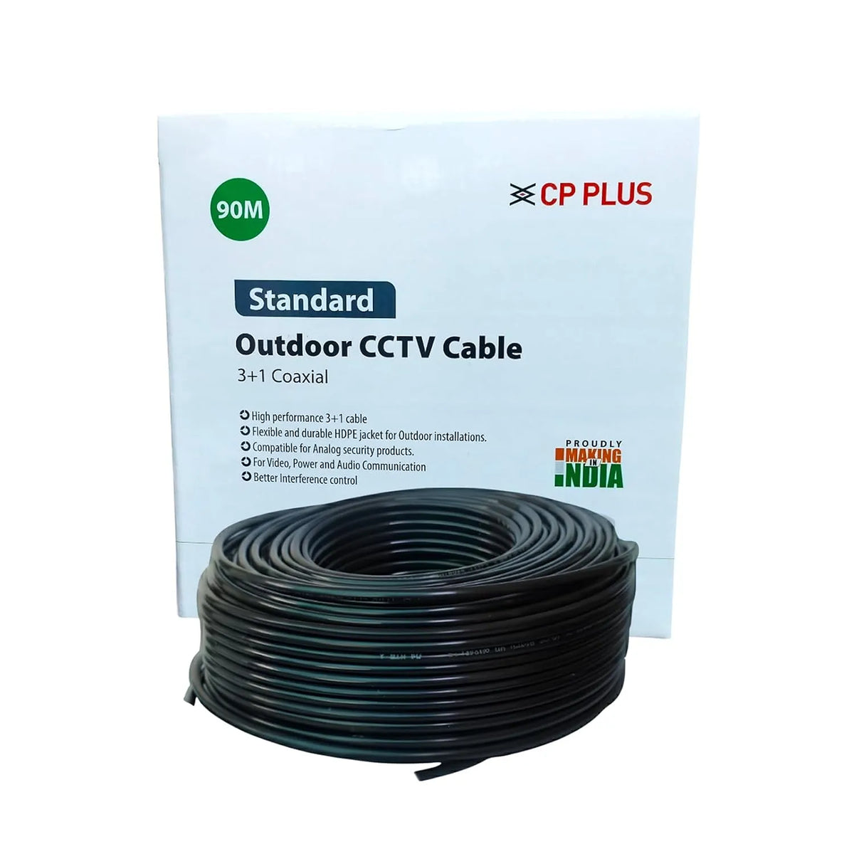 CP Plus CP-ECC-90RSO 3+1 Outdoor CCTV Cable 90m Weatherproof with Packaging Box -tpstech.in