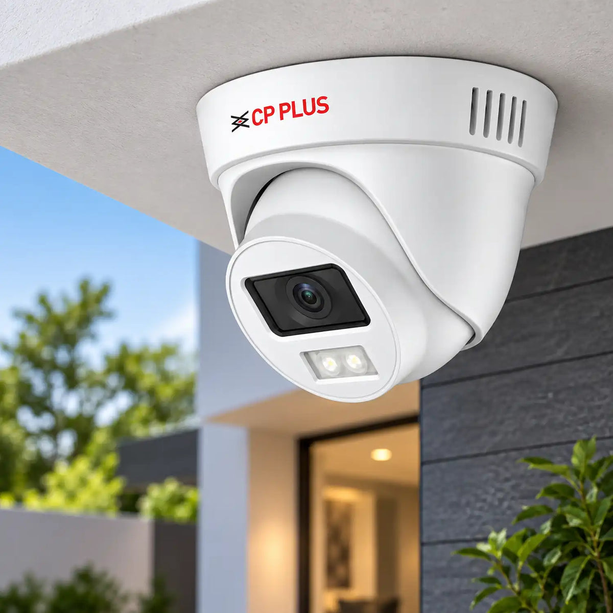 CP PLUS CP-GPC-DA24PL2C-SE 2.4MP Full-Color Dome Camera Installed Under Ceiling Outdoor Setup -tpstech.in