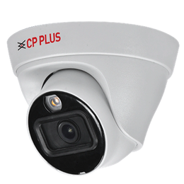 CP PLUS CP-UNC-DA41L3C-LQ 4MP Dual Light PoE IP Dome Camera front left angle showing lens and warm light LED -tpstech.in
