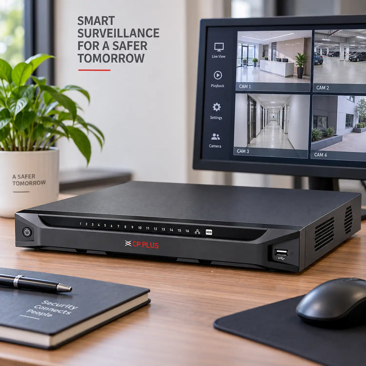 CP Plus CP-UNR-4K5322-FI 32 Channel 4K AI Network Video Recorder desktop monitoring setup -tpstech.in