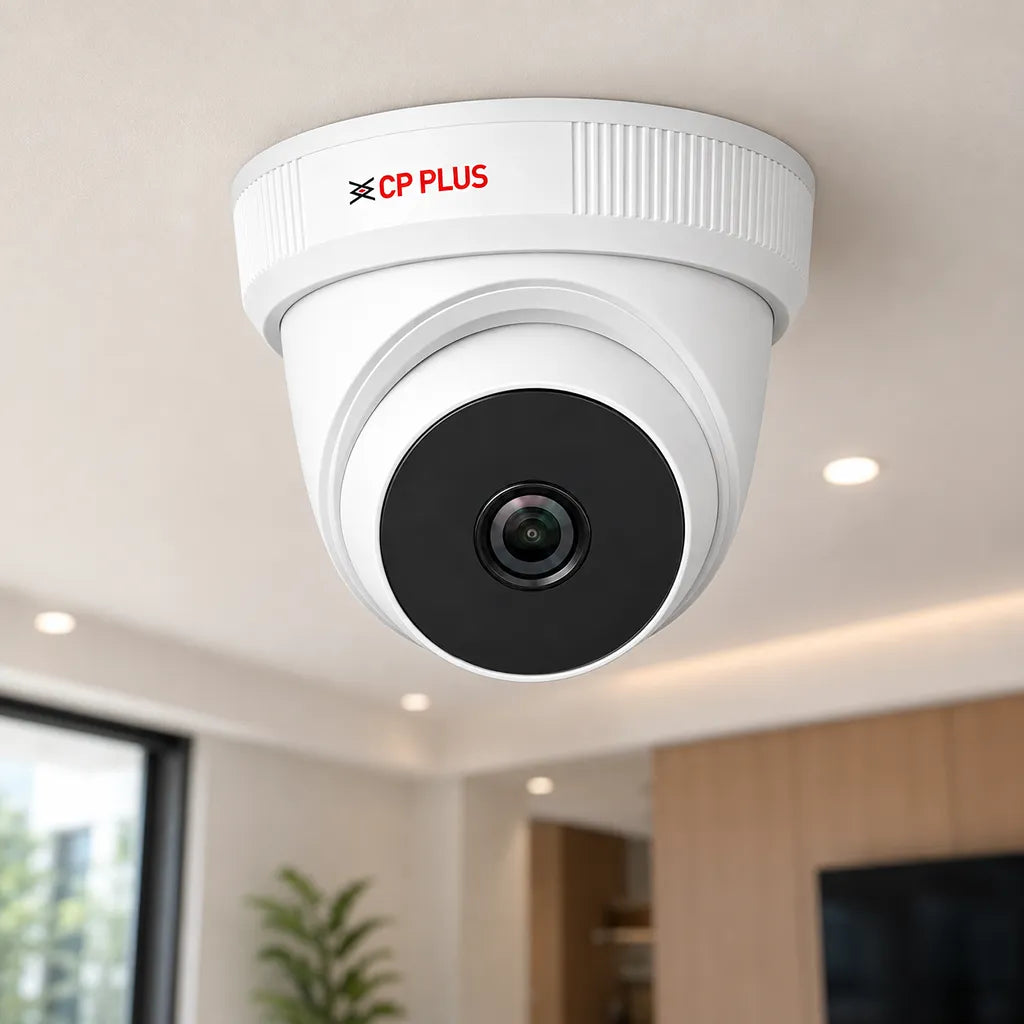 CP PLUS CP-URC-DC24PL2C-V3 2.4MP IR Dome Camera installed on ceiling for home and office CCTV security -tpstech.in