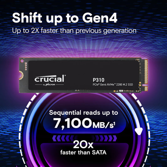 Crucial P310 2TB PCIe Gen4 NVMe M.2 2280 Internal Solid State Drive