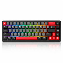 Top down view of CYBEART Akula 65 Wireless Mechanical Gaming Keyboard Tri-Mode with vibrant RGB backlighting enabled -tpstech.in