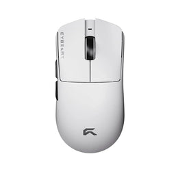 Top view of Cybeart Artemis 52g Ultra-Light Wireless Gaming Mouse - White with textured scroll wheel and side buttons -tpstech.in