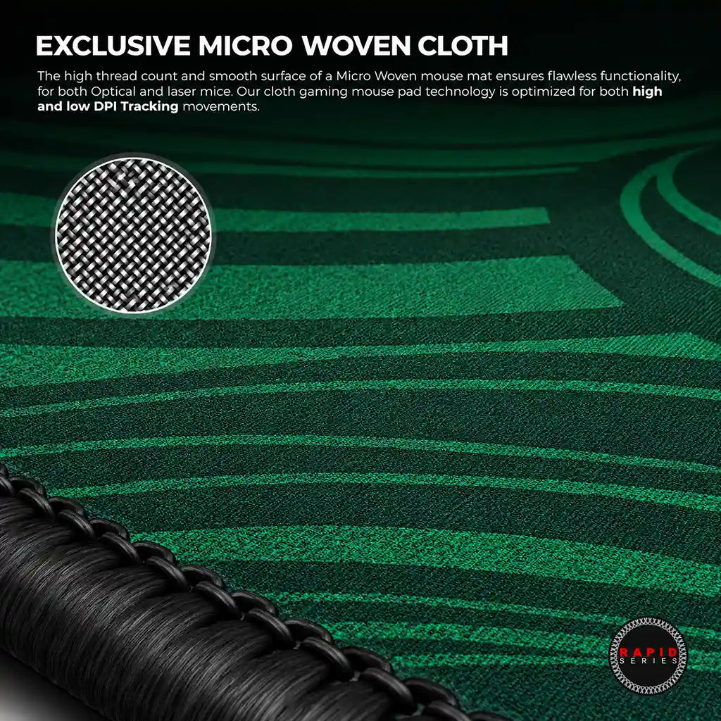 Cybeart Slytherin XXL Gaming Mouse Pad Spill-Proof Surface macro detail of micro woven cloth weave -tpstech.in