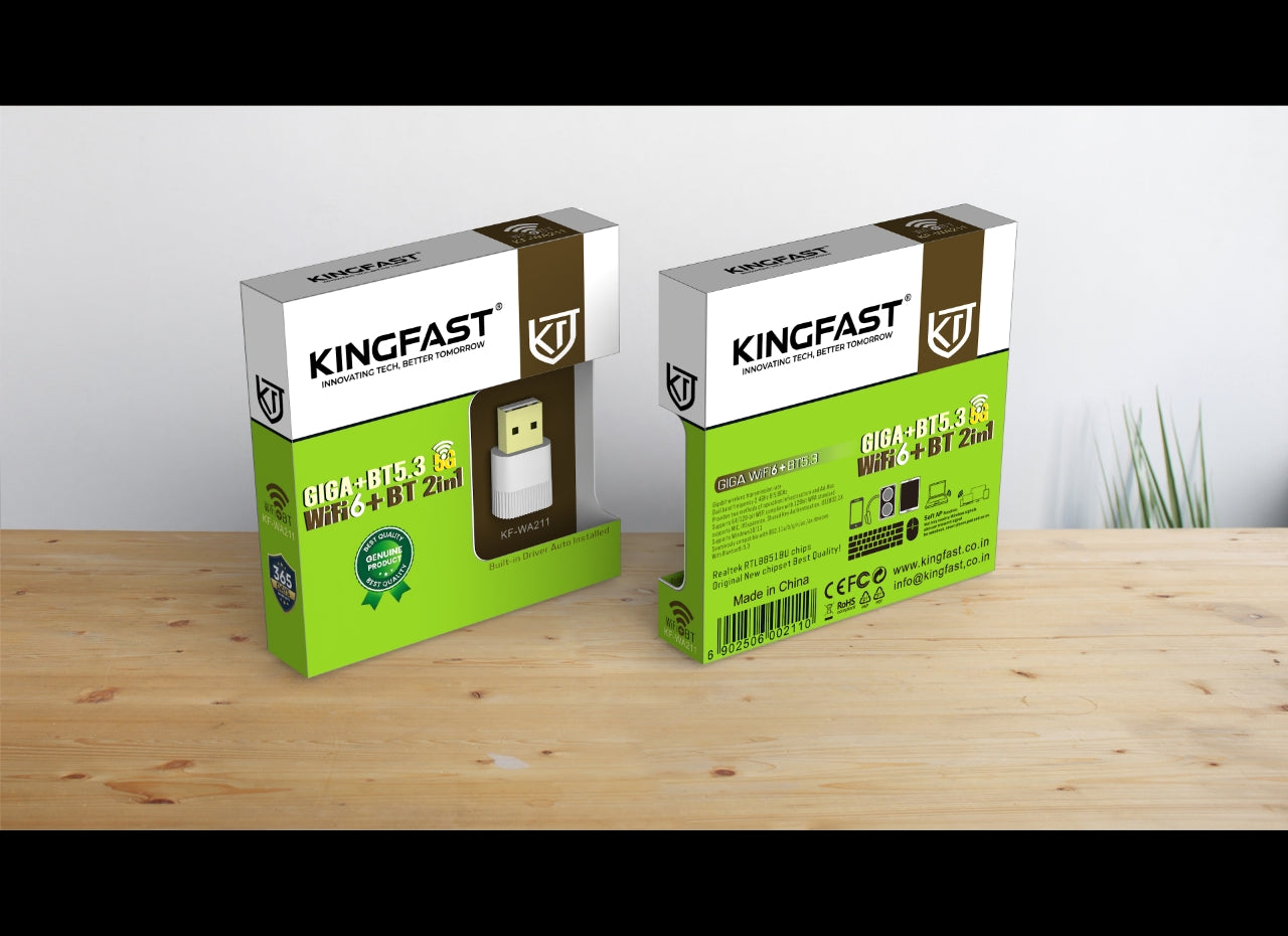 KINGFAST KF-A211 Gigabit Wi-Fi USB Adapter with Bluetooth 5.3 Dual Band Wireless Receiver
