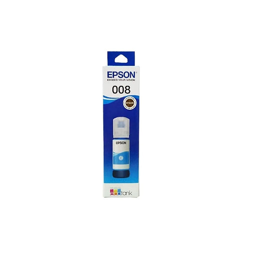 Epson 008 (C13T06G298) Cyan Ink Bottle 70ml Pigment Ink retail box front view for EcoTank printers -tpstech.in