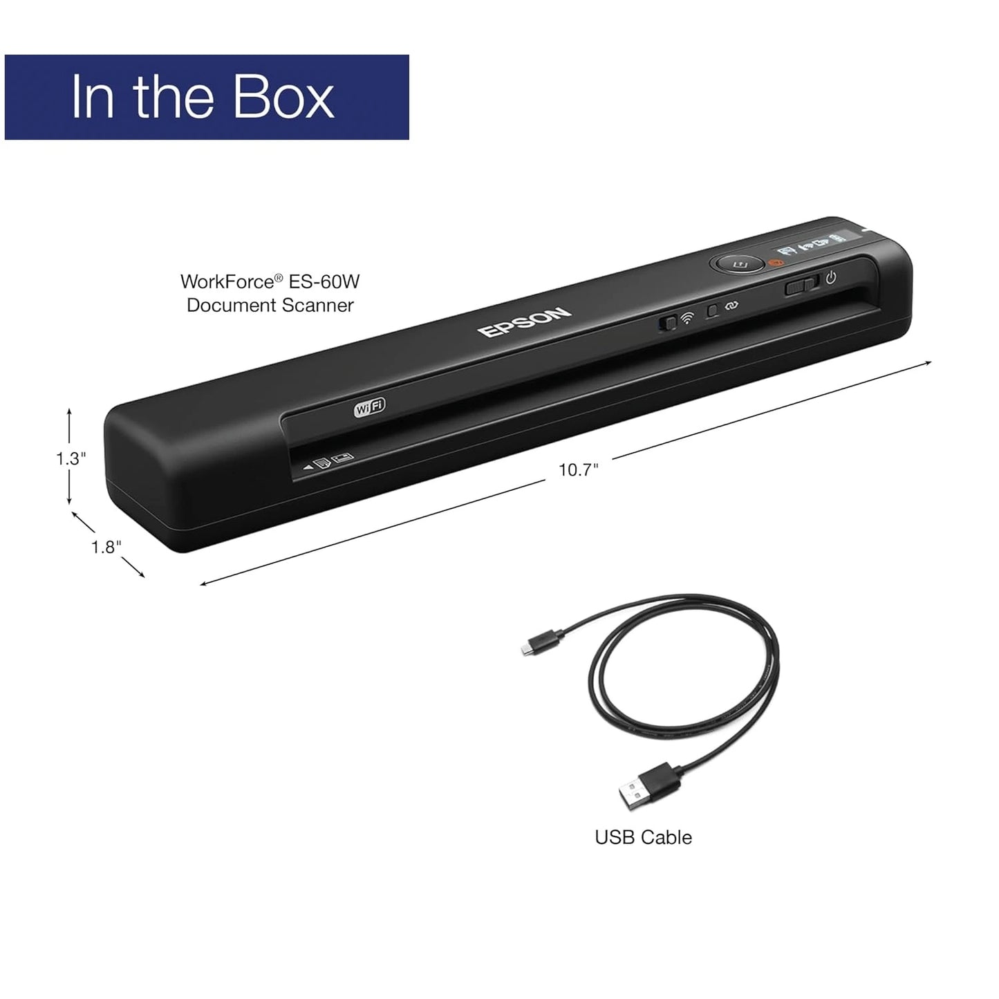 Epson WorkForce ES-60W Wi-Fi Portable Sheetfed Document Scanner