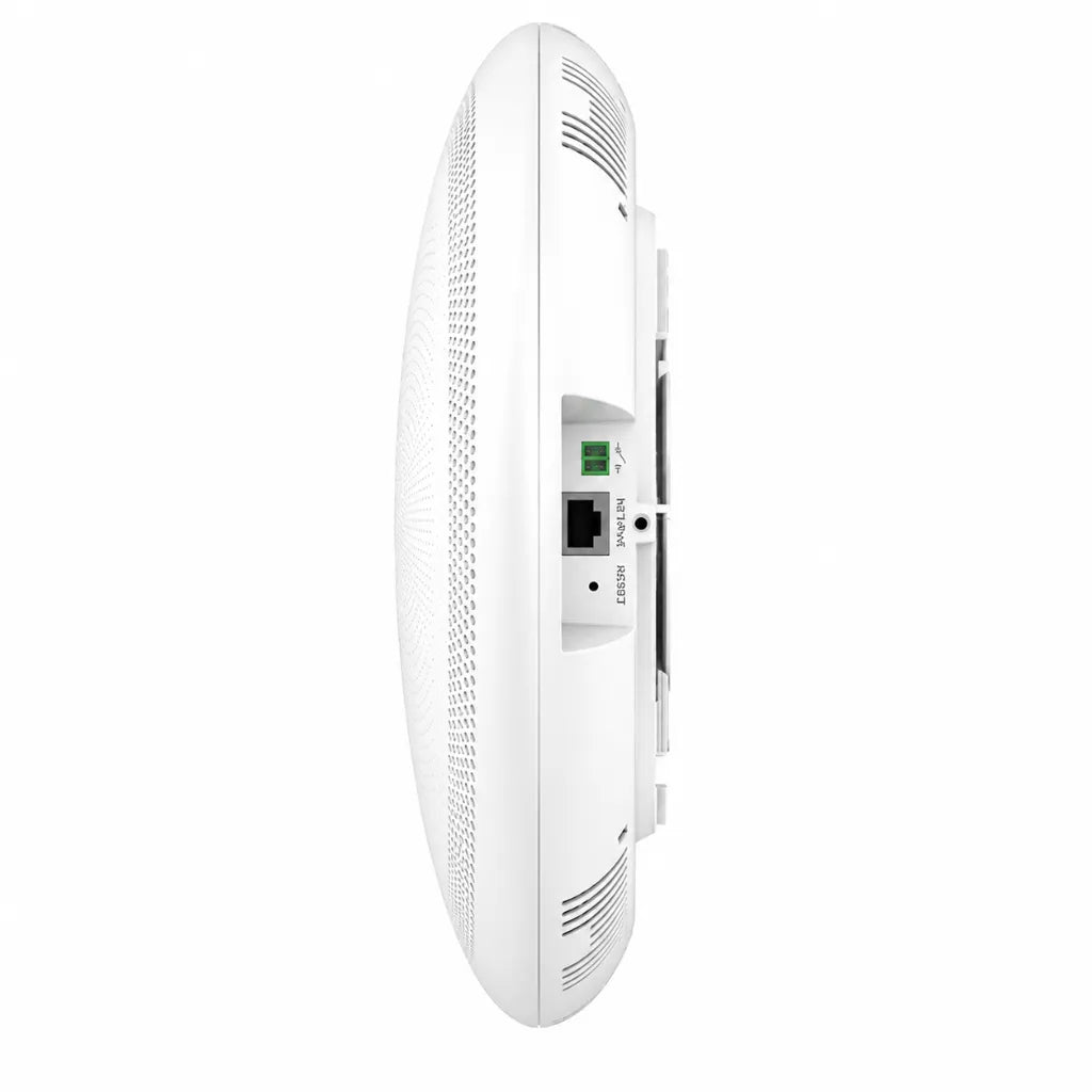 Grandstream GSC3516 SIP talk-back speaker side view showing network port, reset button and peripheral input