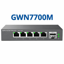 Grandstream GWN7700M 2.5G unmanaged network switch with 5 RJ45 ports and 10G SFP+ uplink front view