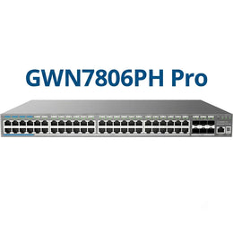 Grandstream GWN7806PH Pro Layer 2++ Managed PoE++ Network Switch hero image with 48 Gigabit ports and 6 x 10G SFP+ uplink ports on a white background.