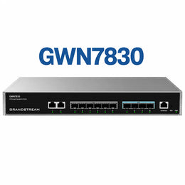 Grandstream GWN7830 Layer 3 managed aggregation network switch front view with 2 Gigabit RJ45 ports, 6 Gigabit SFP ports, and 4 10G SFP+ uplink ports.
