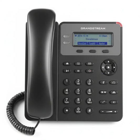 Front view of Grandstream GXP1610 SIP IP phone with LCD display and keypad