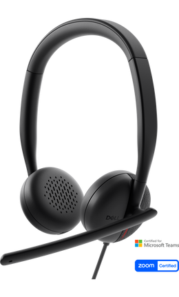 Dell WH3024 Wired Lightweight Headband AI-Based Noise Cancellation Headset with Microphone - Black