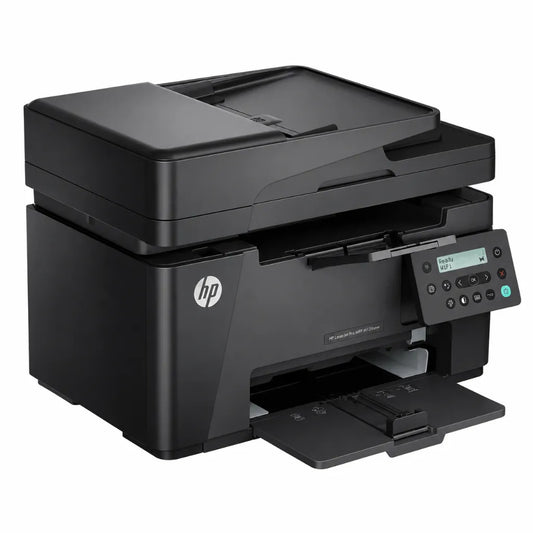 Angled view of HP LaserJet Pro MFP M126SNW Plus 53X76A wireless print scan copy monochrome laser printer.