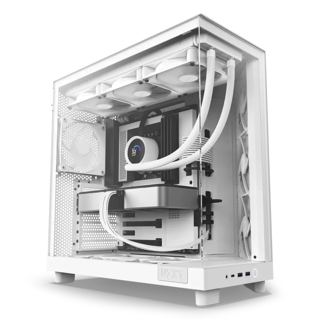 NZXT H6 Flow Tempered Glass Compact Dual-Chamber Mid-Tower Airflow Case-White