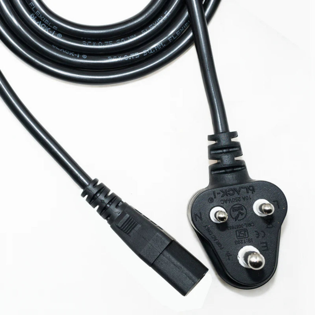 Black-i 3 Meter Heavy-Duty 3-Pin Plug, 250V, BIS Certified Desktop Power Cable