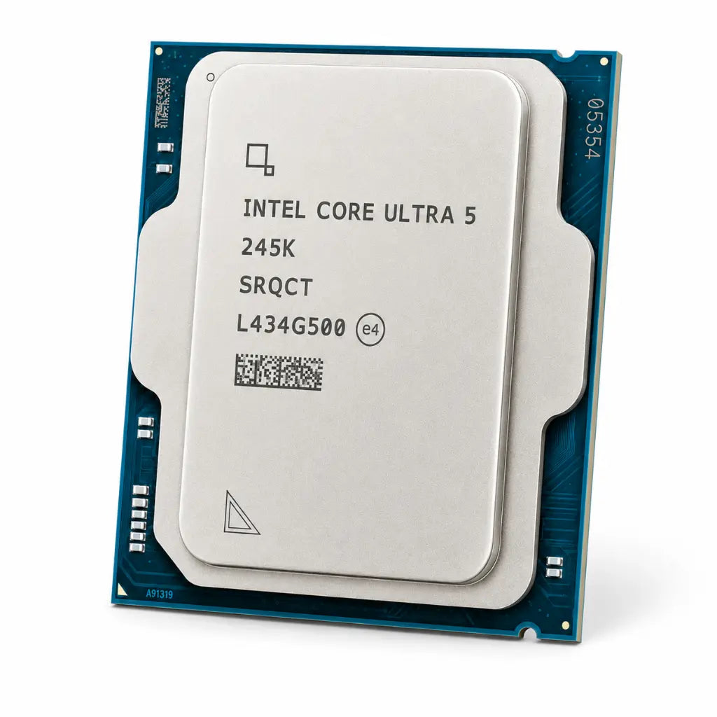 Intel Core Ultra 5 245K Tray Processor angled view high-performance desktop processor for gaming and multitasking