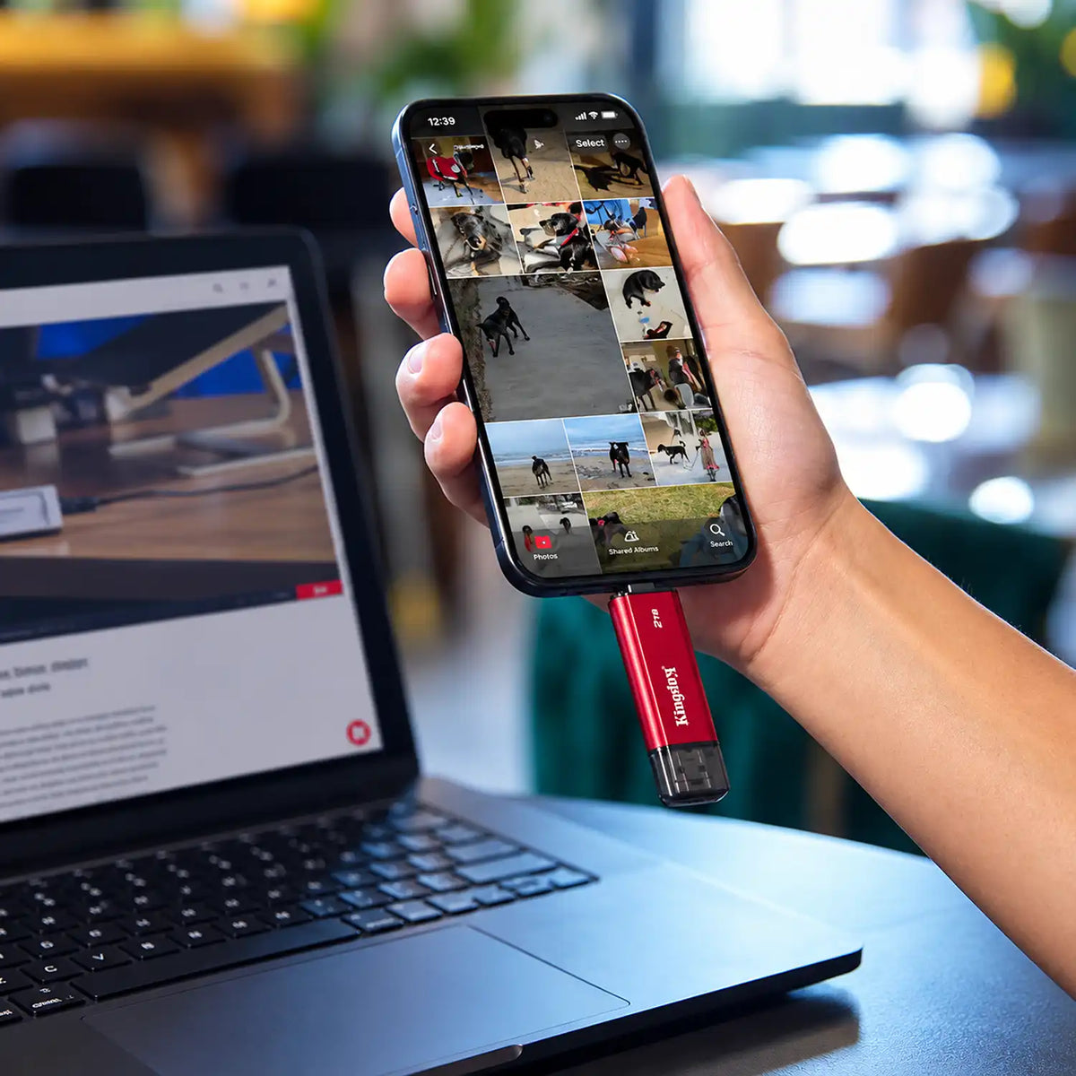 Kingston SPSD 2TB Dual Portable SSD Connected to Smartphone for Direct File Transfer -tpstech.in