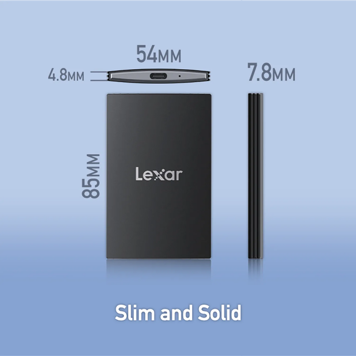 Lexar SL500 2TB Portable SSD USB 3.2 Gen 2x2 High-Speed Storage Slim and Solid Product Dimensions -tpstech.in