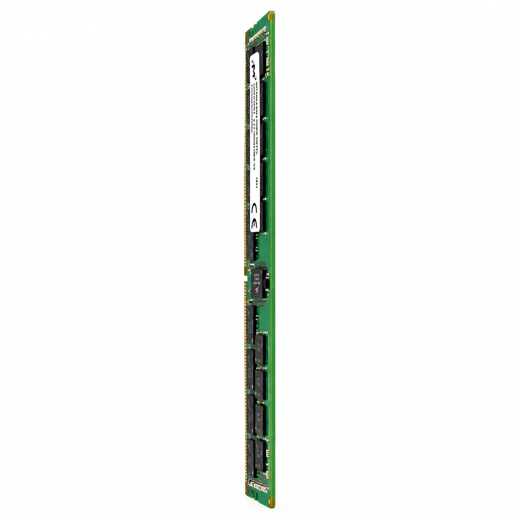 Micron 32GB DDR4-3200 ECC RDIMM Server Memory vertical side edge profile view -tpstech.in