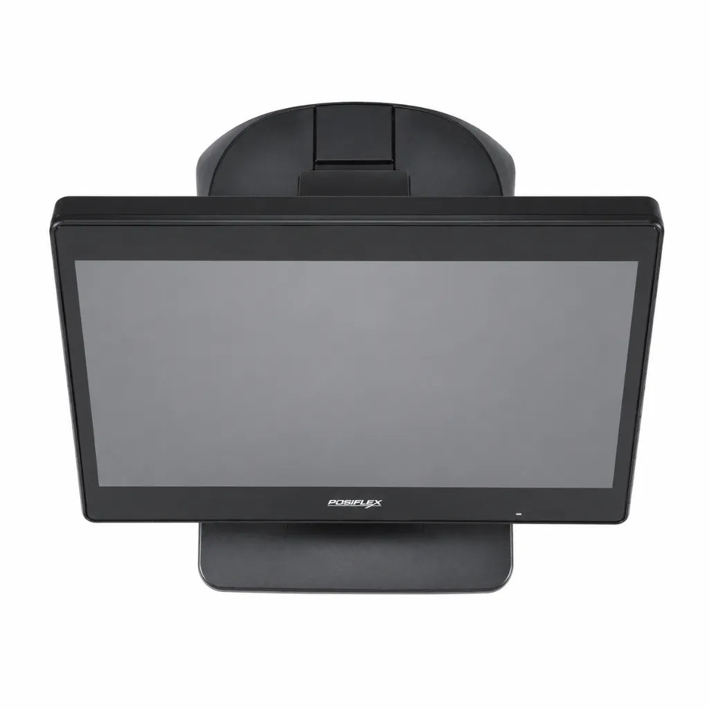 Top view of Posiflex PS-6216 Intel Core i3 11th Gen touch POS terminal with adjustable base and widescreen display.